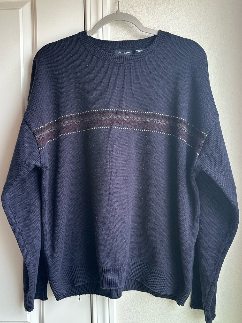 Arrow Crewneck Sweater with Stripe Detail
